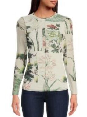 Ted Baker Cream Floral Long-Sleeve Tee lareana size 5 mesh large